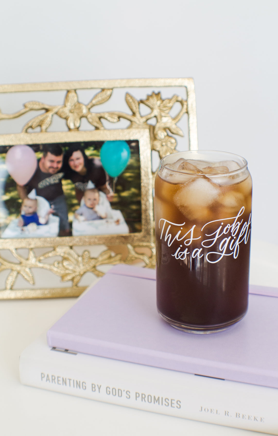 “This Job is a Gift” Glass Can