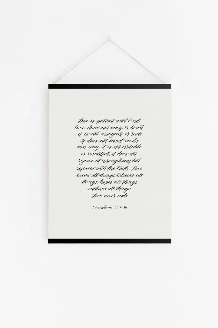1 Corinthians 13:4-8 Hanging Rail Canvas