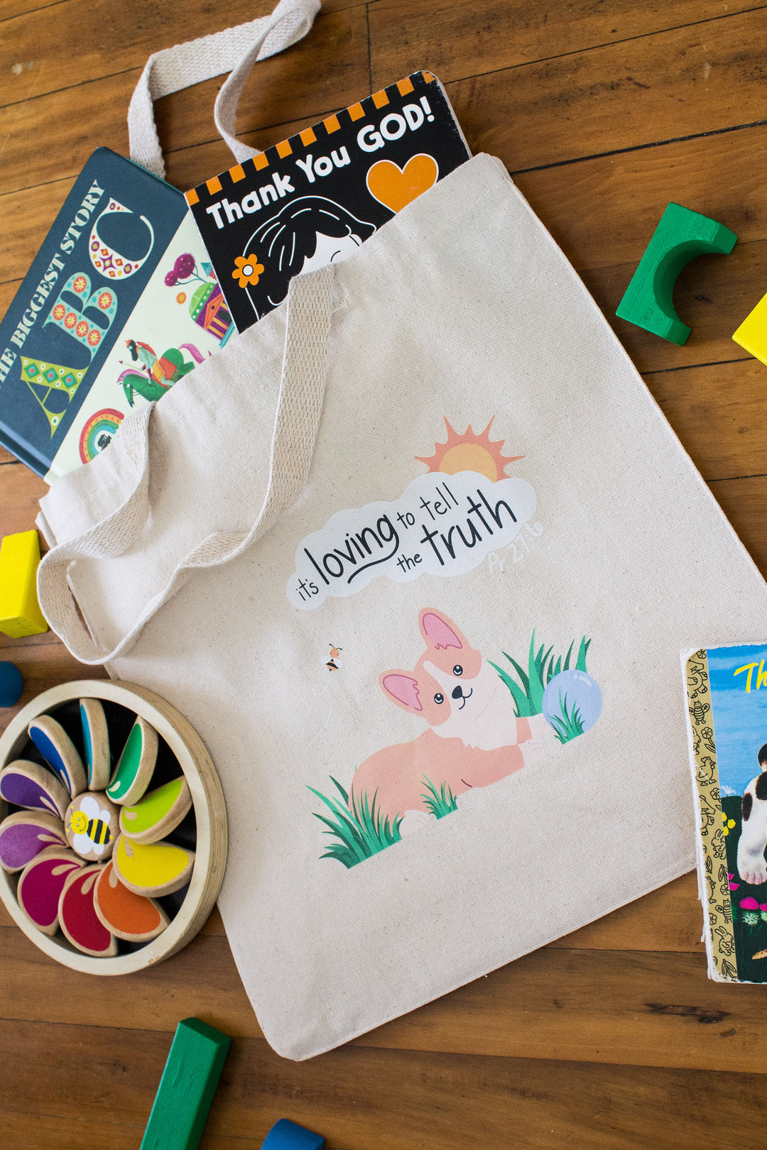 It's Loving to Tell the Truth Corgi Tote Bag