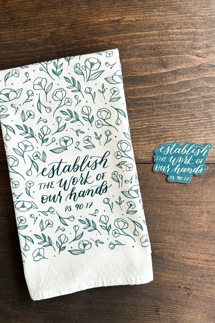 Psalm 90:17 Tea Towel & Sticker Set