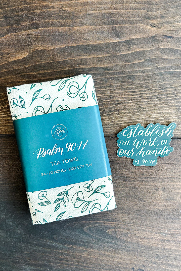 Psalm 90:17 Tea Towel & Sticker Set
