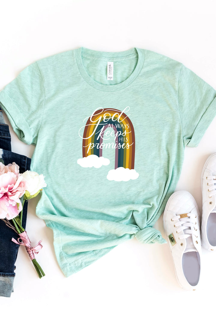 God Always Keeps His Promises Rainbow Tee