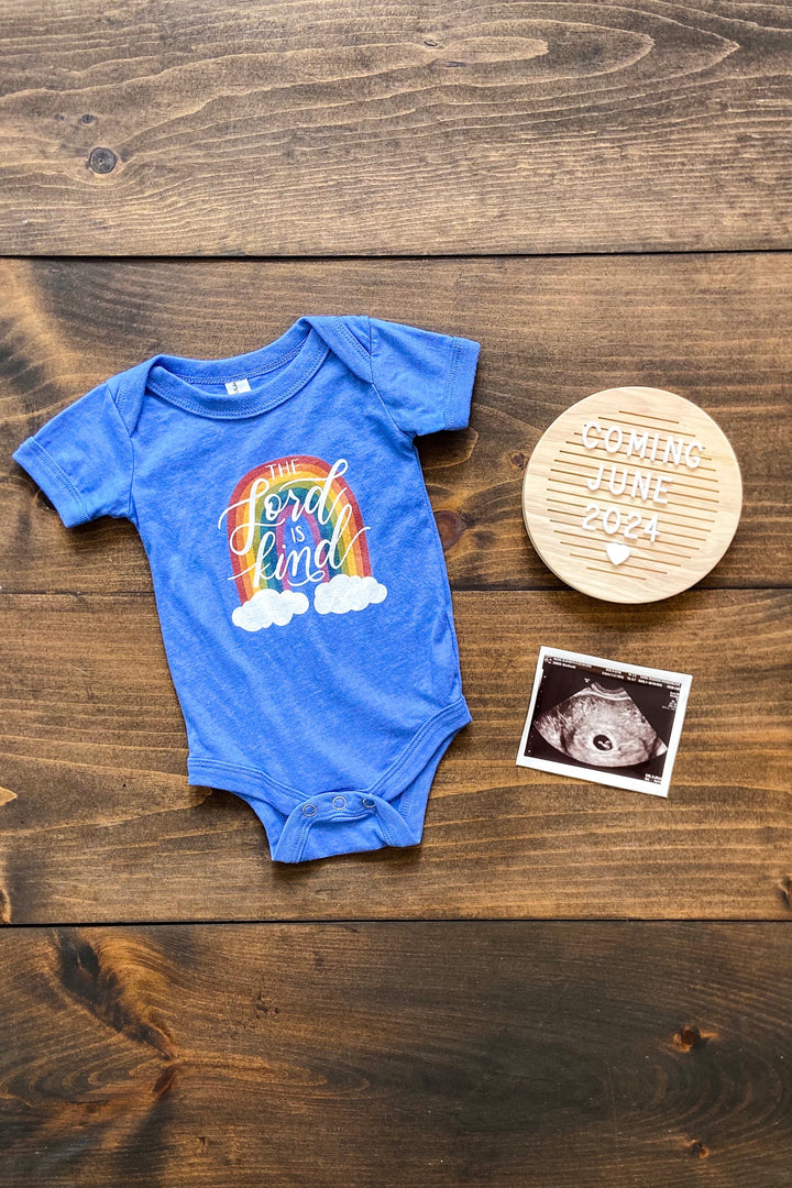 "The Lord is Kind" Rainbow Onesie
