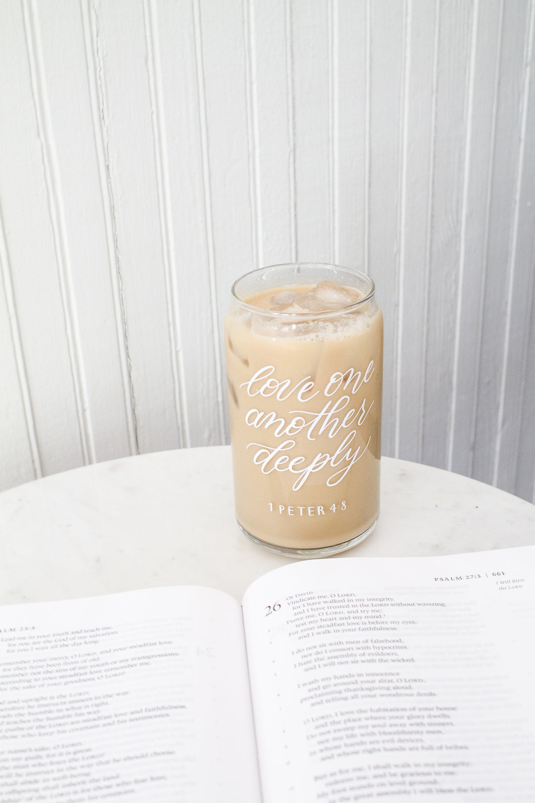 "Love One Another Deeply" Glass Can