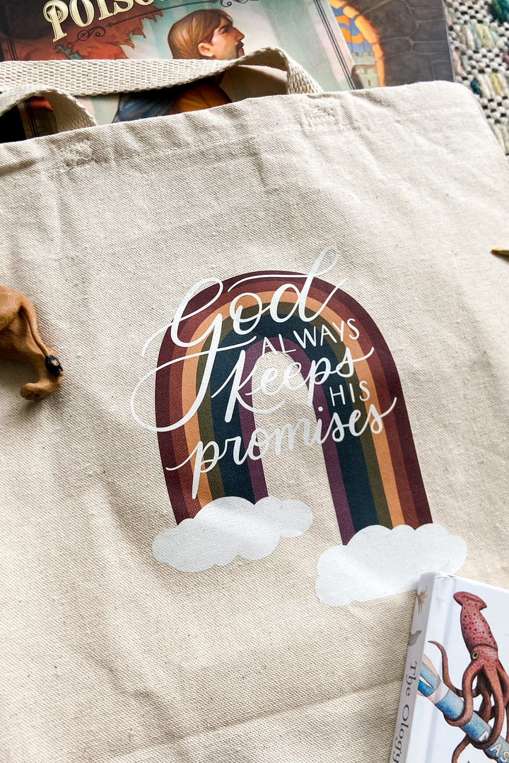 God Always Keeps His Promises Rainbow Tote