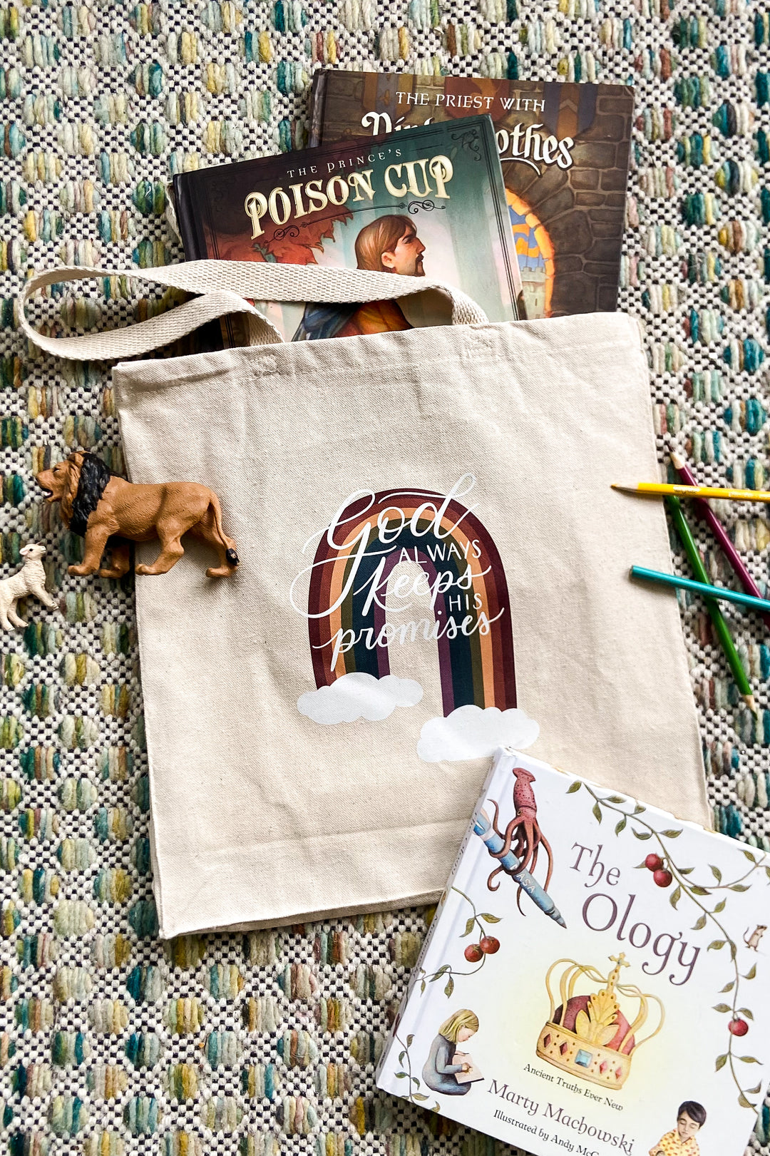 God Always Keeps His Promises Rainbow Tote