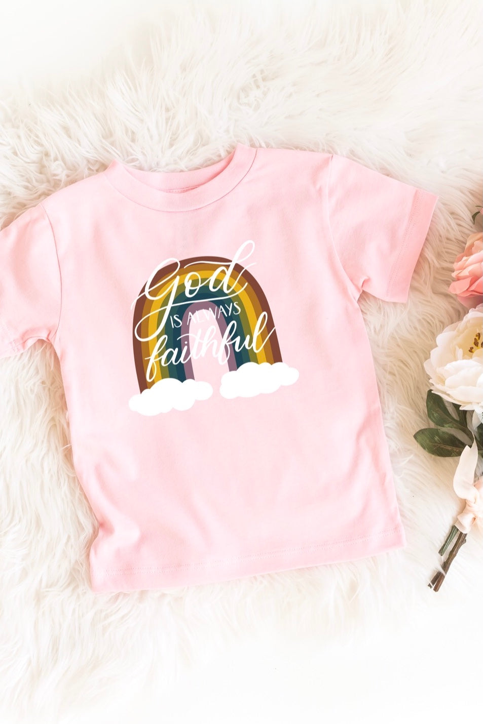 God Is Always Faithful Toddler Rainbow Tee