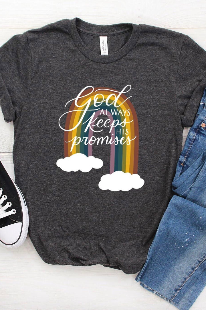 God Always Keeps His Promises Rainbow Tee