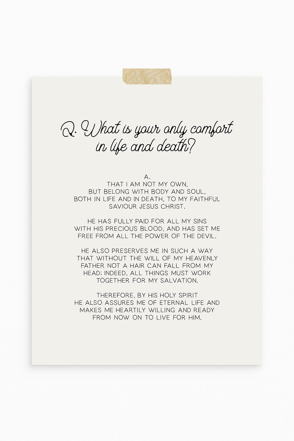 Heidelberg Catechism, Q1