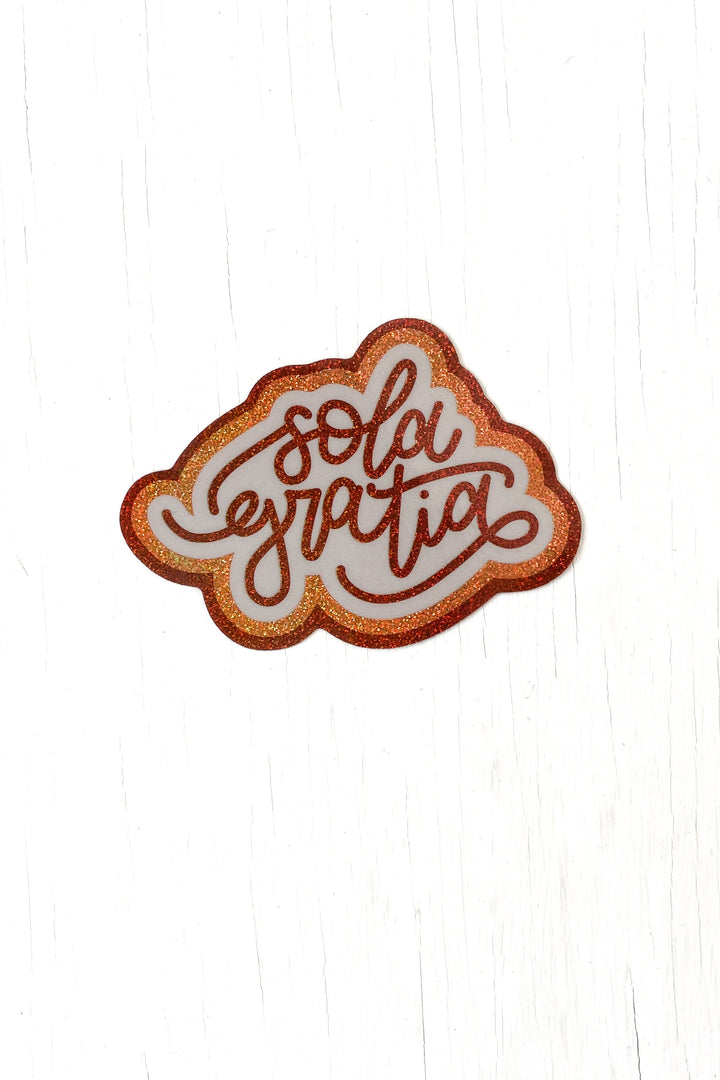 Retro Sola Gratia Sticker (Holographic Glitter)
