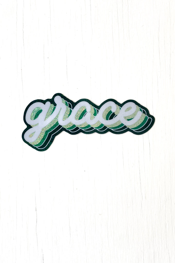 Retro Grace Sticker (Holographic Glitter)