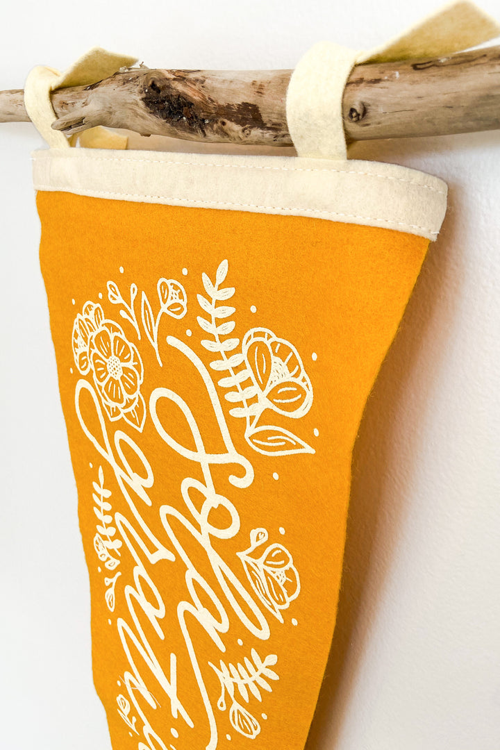 Floral Sola Gratia Felt Pennant