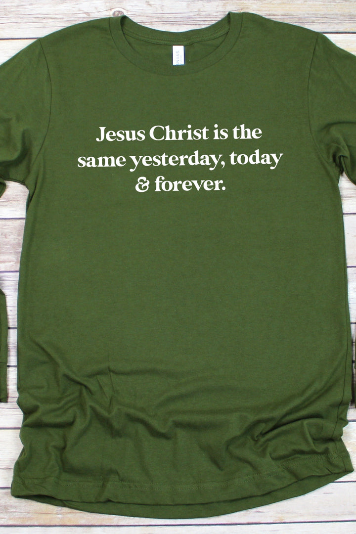 “Jesus Christ is the Same” Groovy | Heb. 13:8 | Long Sleeve Tee