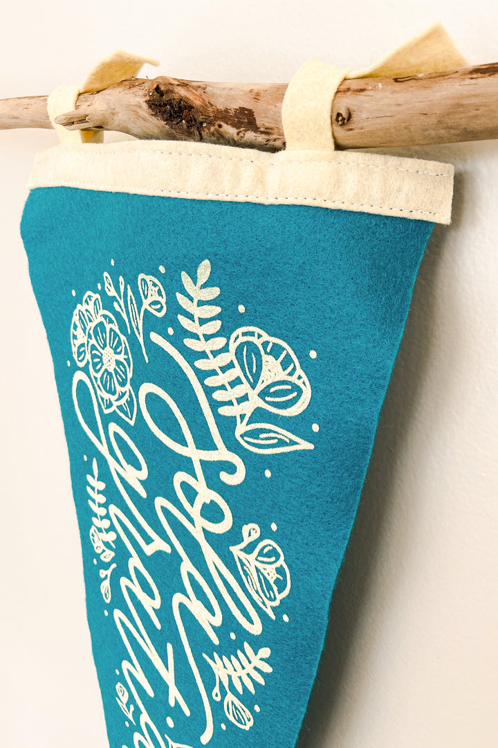 Floral Sola Gratia Felt Pennant