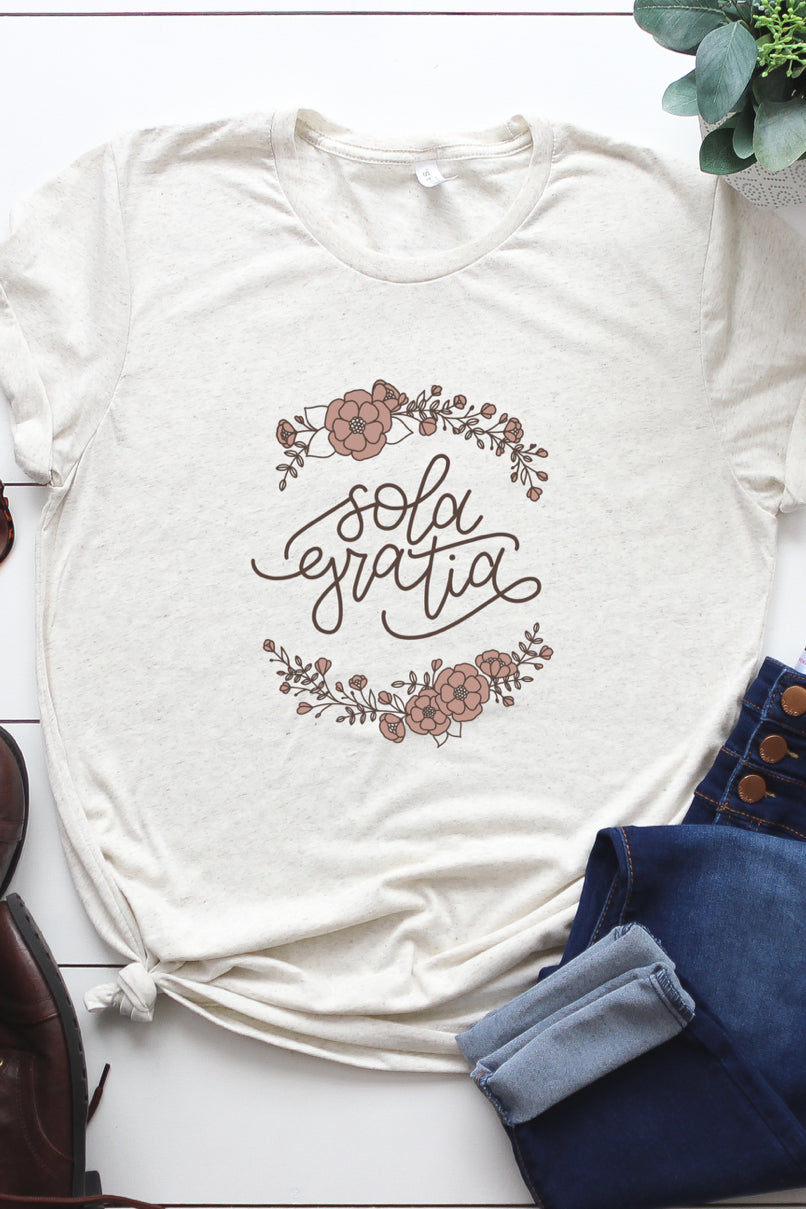 Floral Sola Gratia Tee