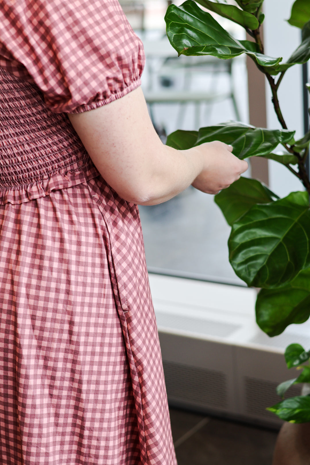 Gingham Blush—Cottage Dress