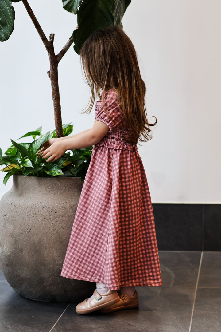 Gingham Blush—Cottage Dress