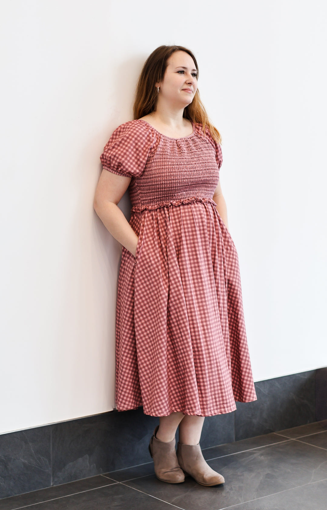 Gingham Blush—Cottage Dress