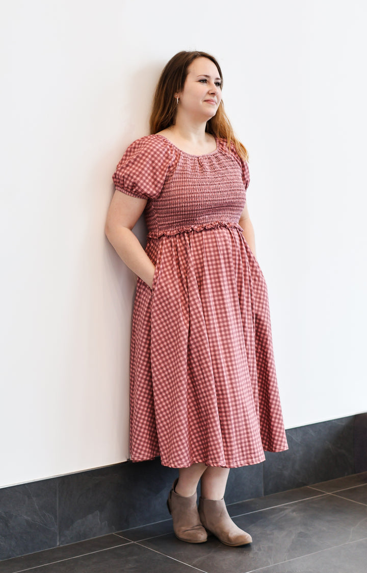 Gingham Blush—Cottage Dress