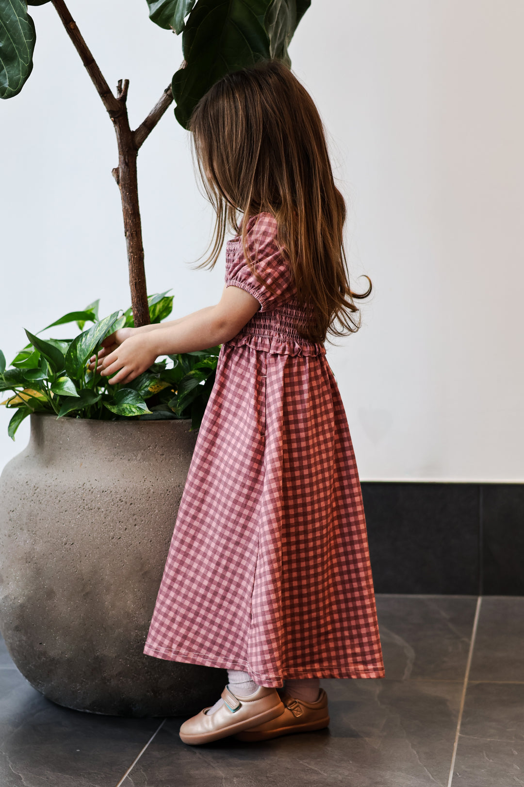 Gingham Blush—Cottage Dress Mini Me