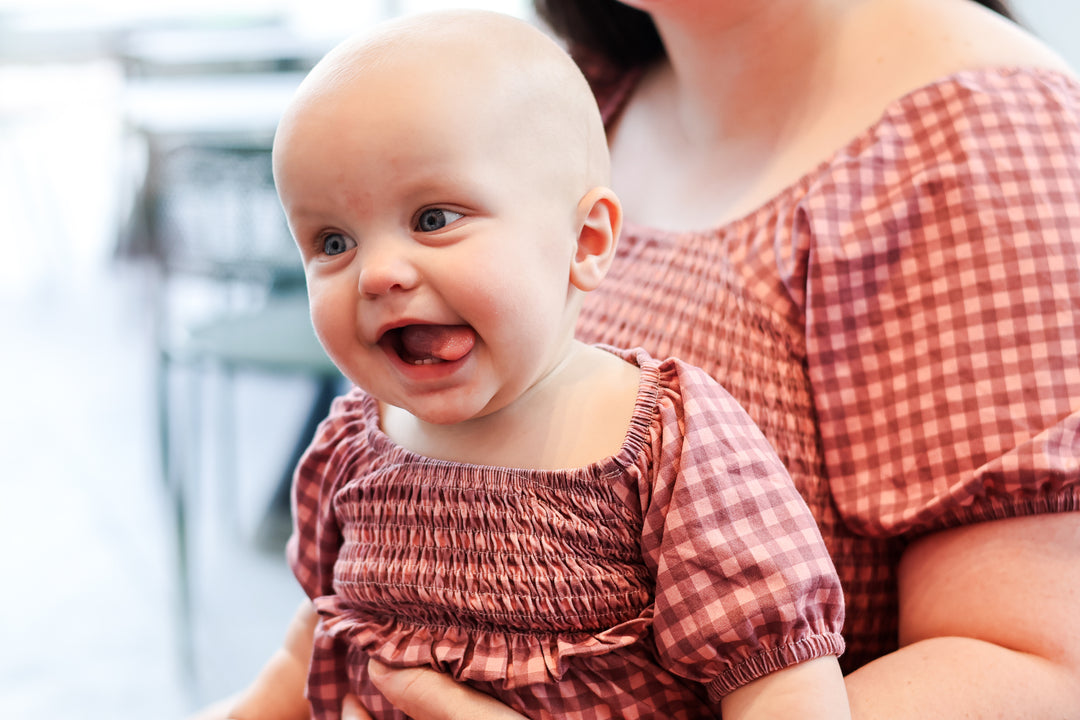 Gingham Blush—Cottage Dress Mini Me