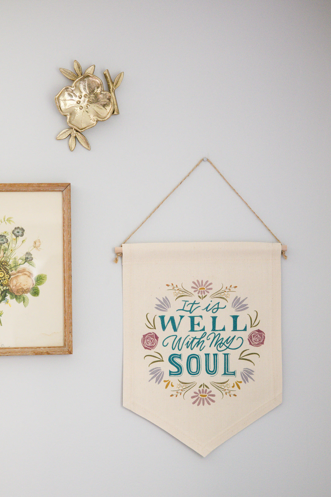 “It is Well” Floral Canvas Banner