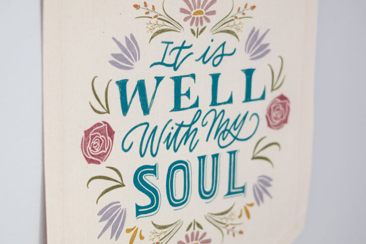 “It is Well” Floral Canvas Banner
