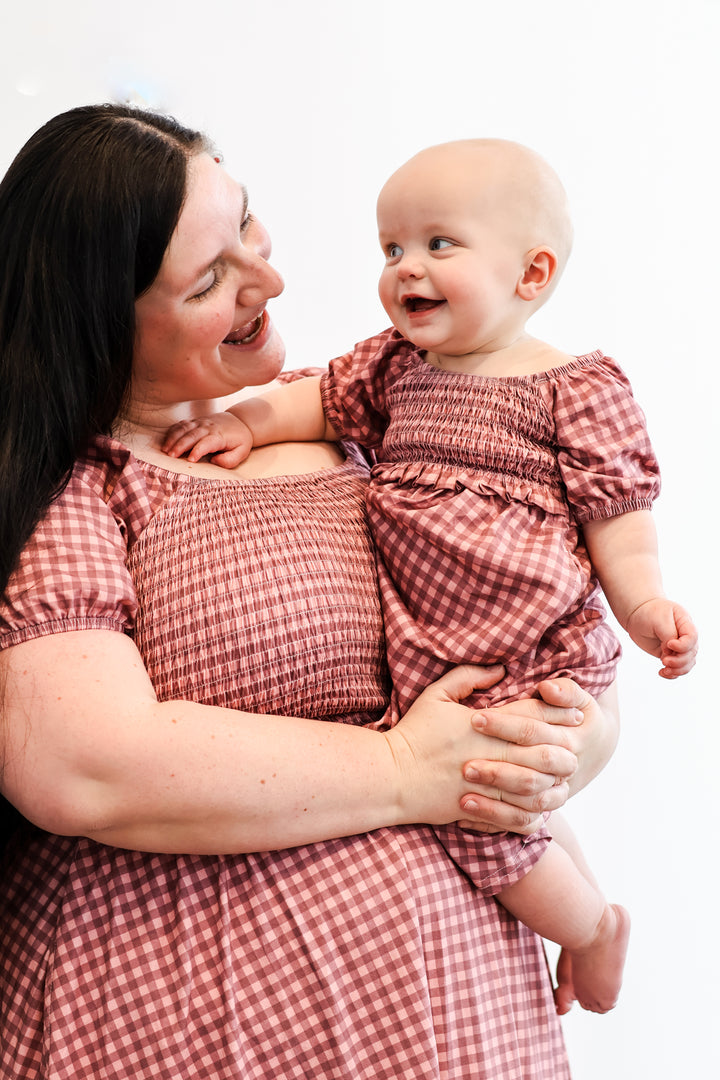 Gingham Blush—Cottage Dress Mini Me