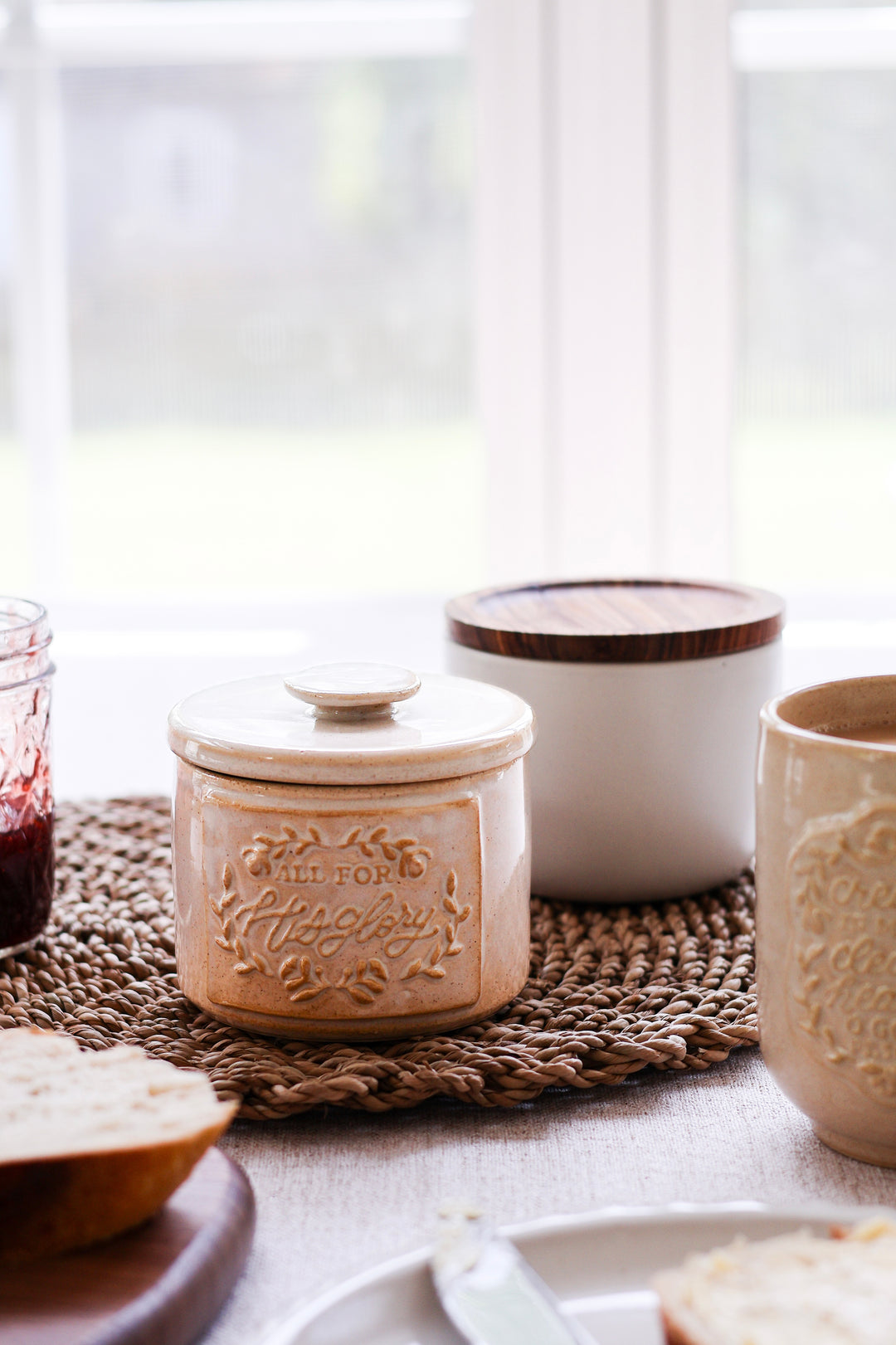 “All for His Glory” Hand Thrown Ceramic Butter Keeper