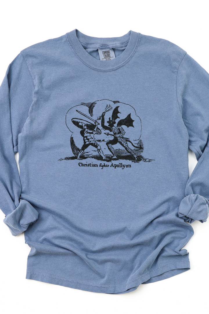 Christian Fights Apollyon Long Sleeve Tee (Comfort Colors)