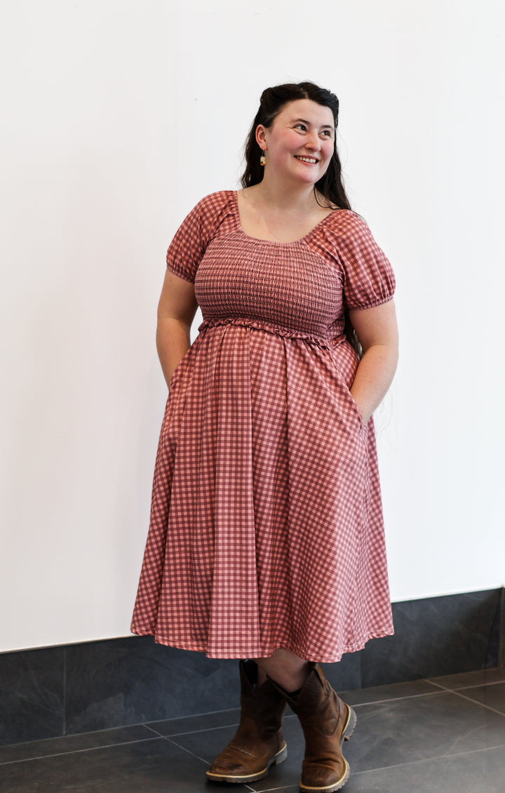 Gingham Blush—Cottage Dress