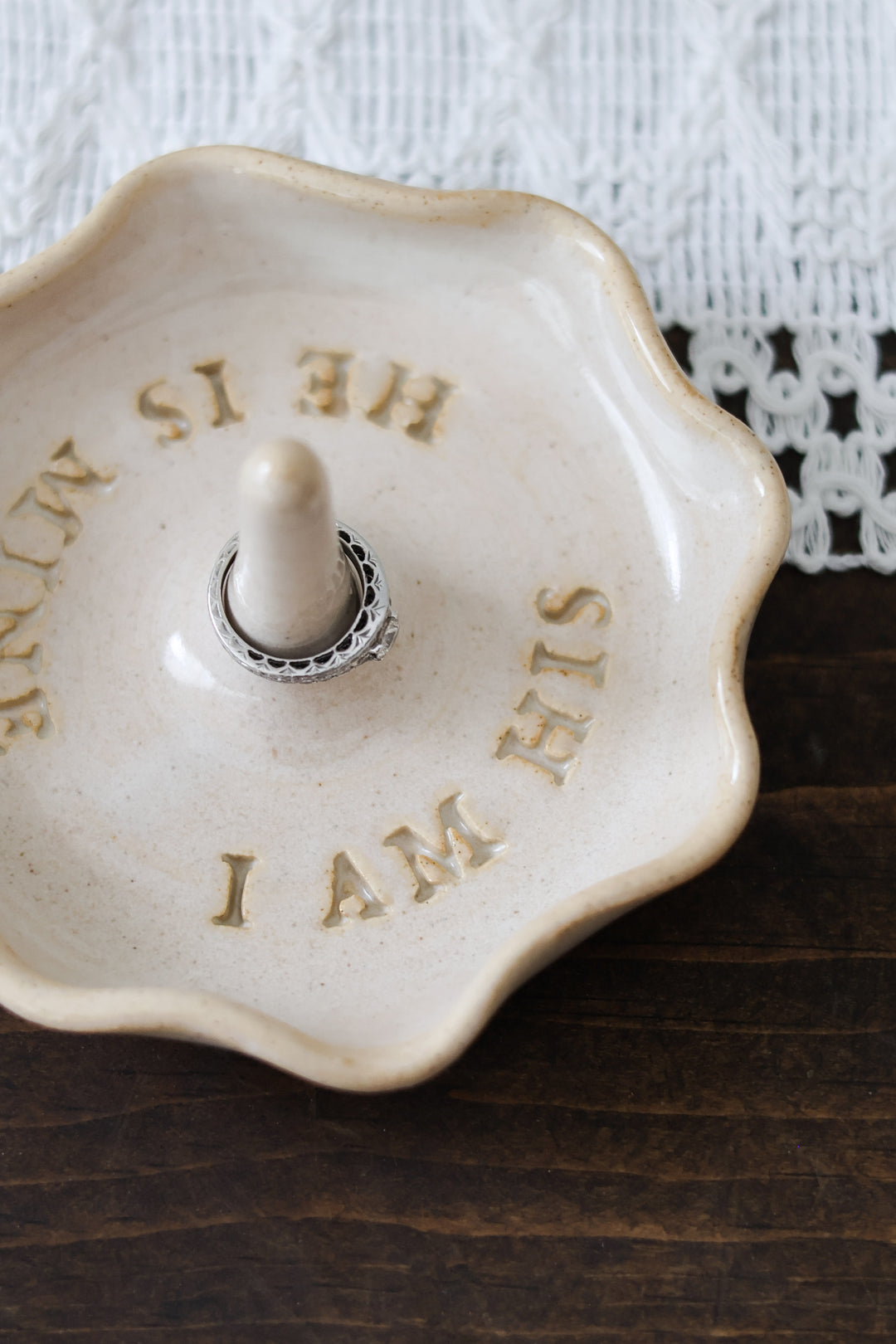 “I am His”/“He is Mine” Hand Thrown Ceramic Ring Dish