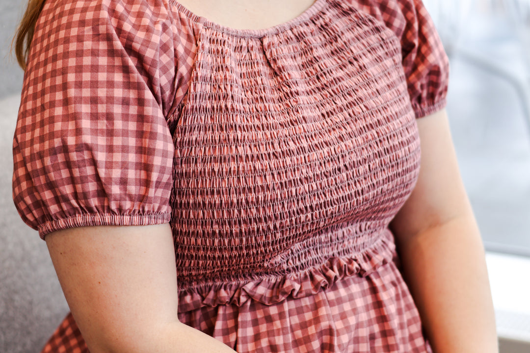 Gingham Blush—Cottage Dress