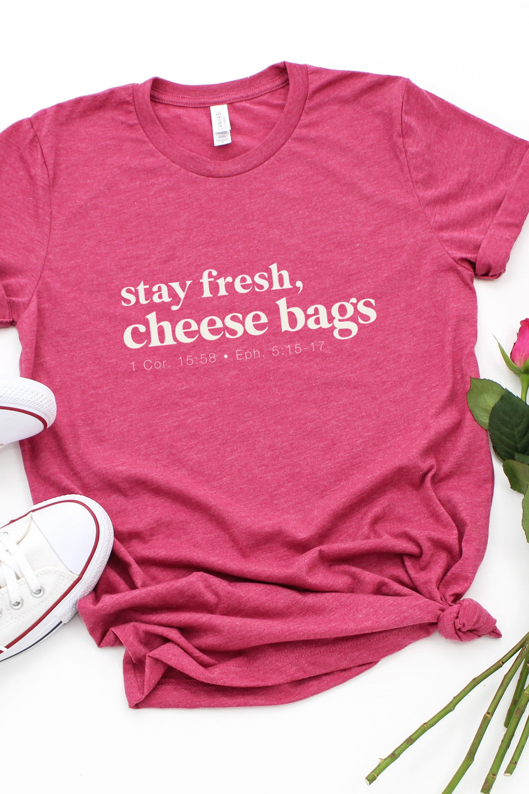 “Stay Fresh, Cheese Bags” Tee (Bella Canvas)