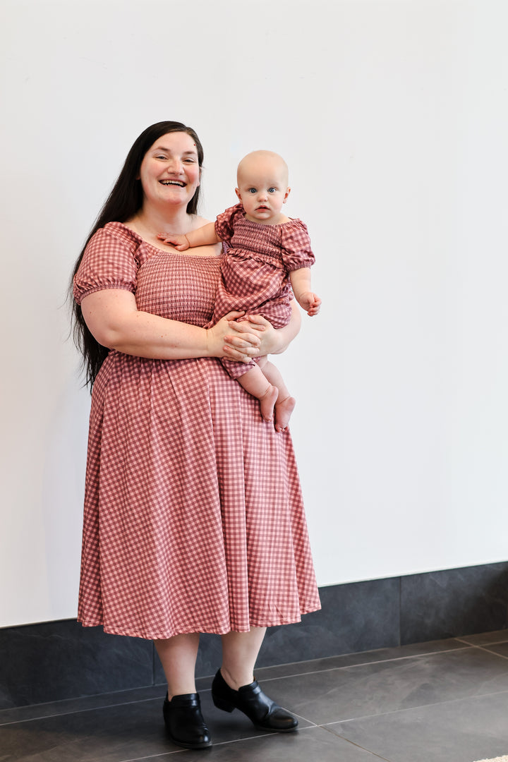 Gingham Blush—Cottage Dress Mini Me
