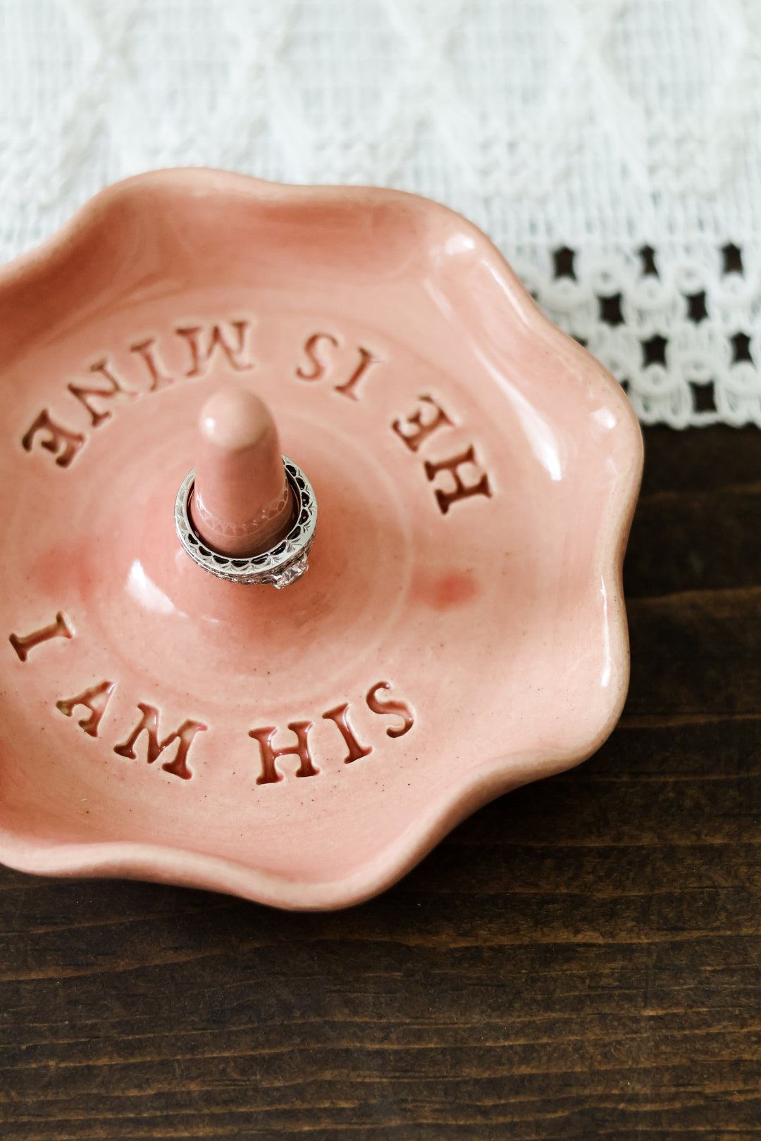 “I am His”/“He is Mine” Hand Thrown Ceramic Ring Dish