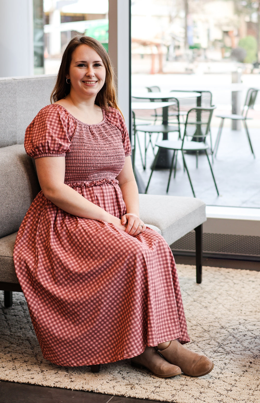 Gingham Blush—Cottage Dress