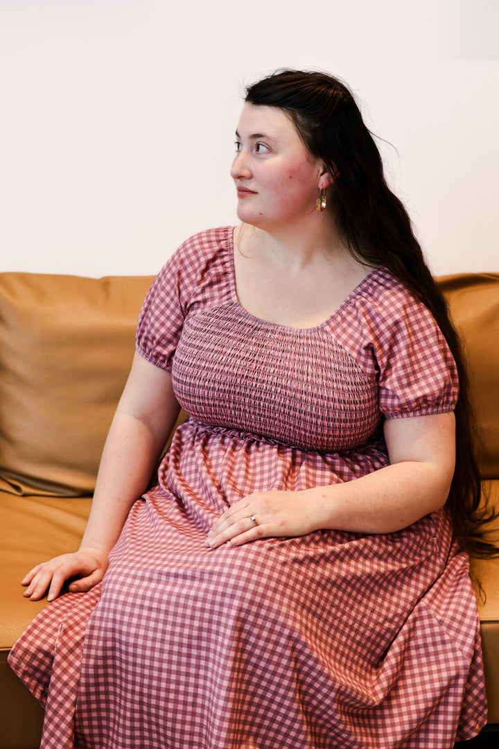 Gingham Blush—Cottage Dress