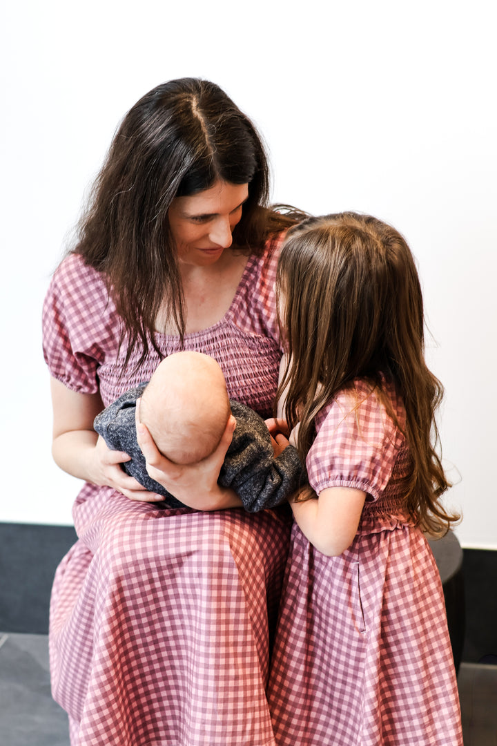 Gingham Blush—Cottage Dress