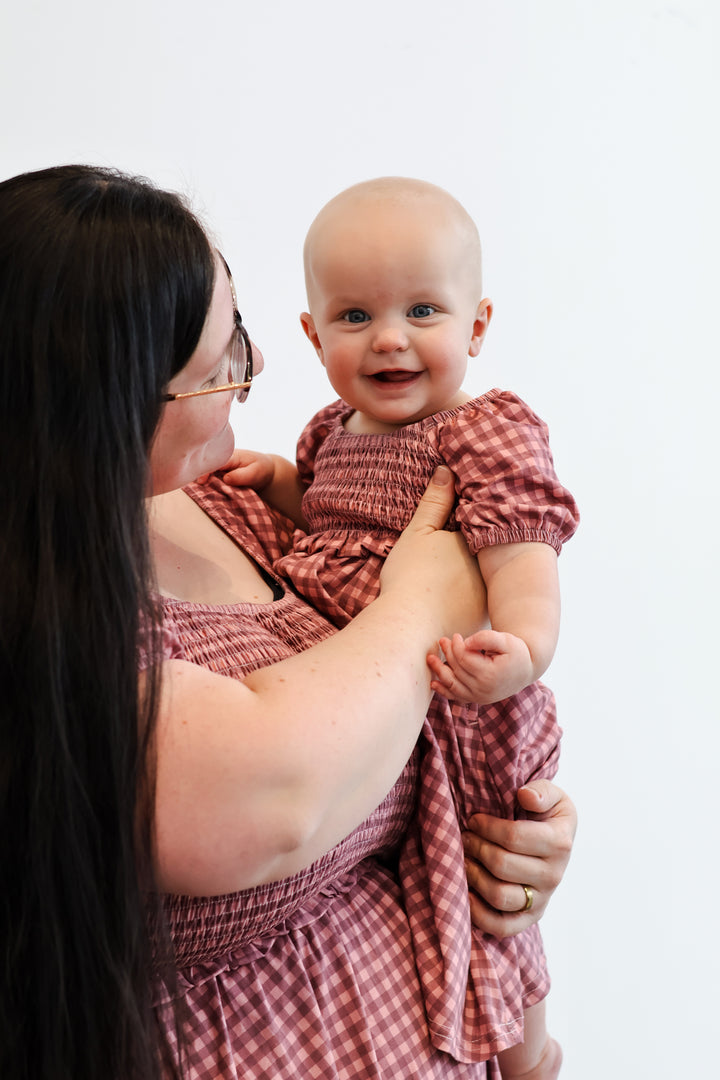 Gingham Blush—Cottage Dress Mini Me