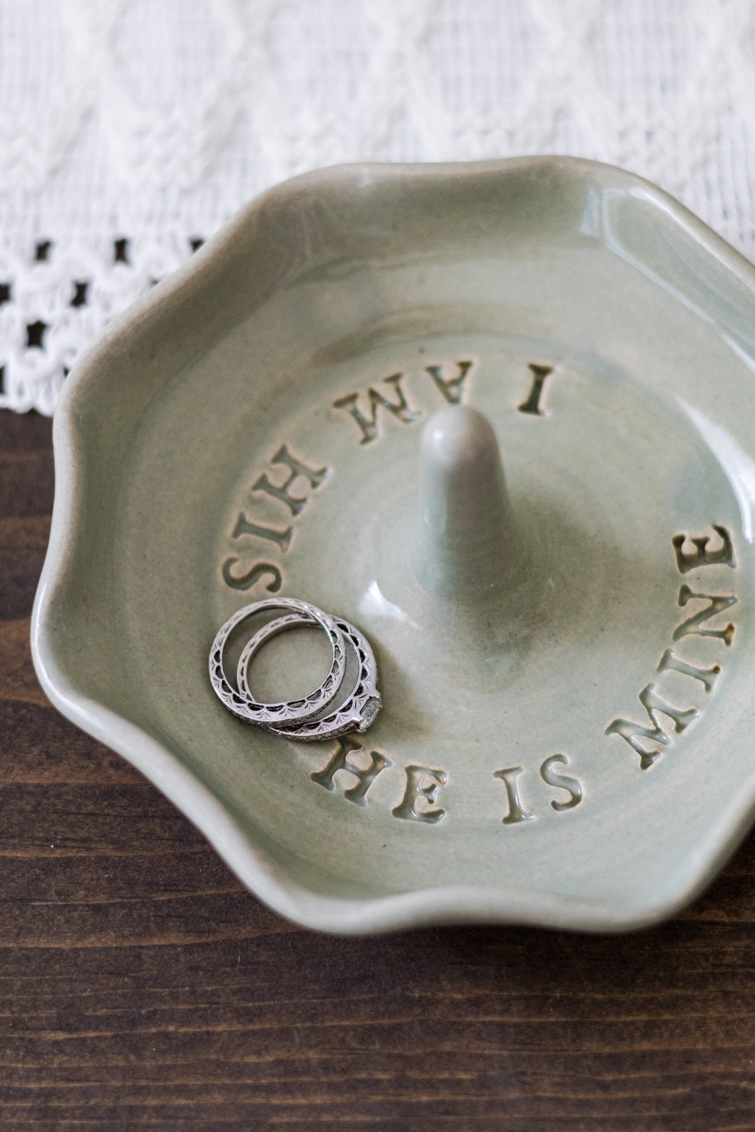 “I am His”/“He is Mine” Hand Thrown Ceramic Ring Dish
