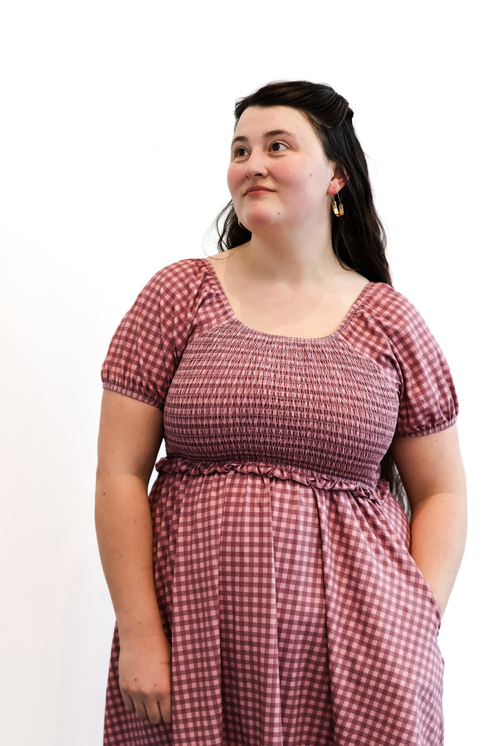 Gingham Blush—Cottage Dress