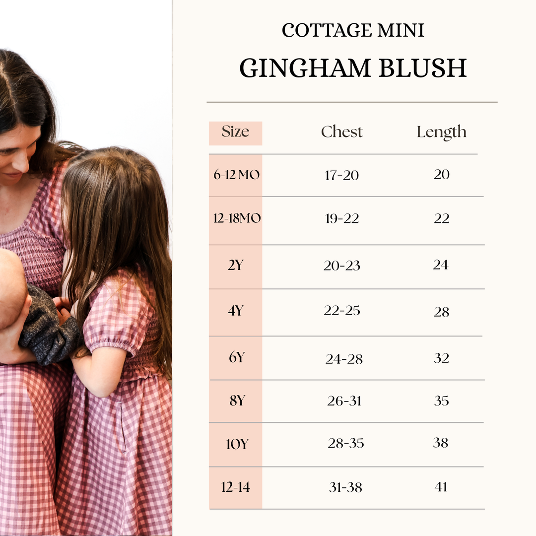 Gingham Blush—Cottage Dress Mini Me