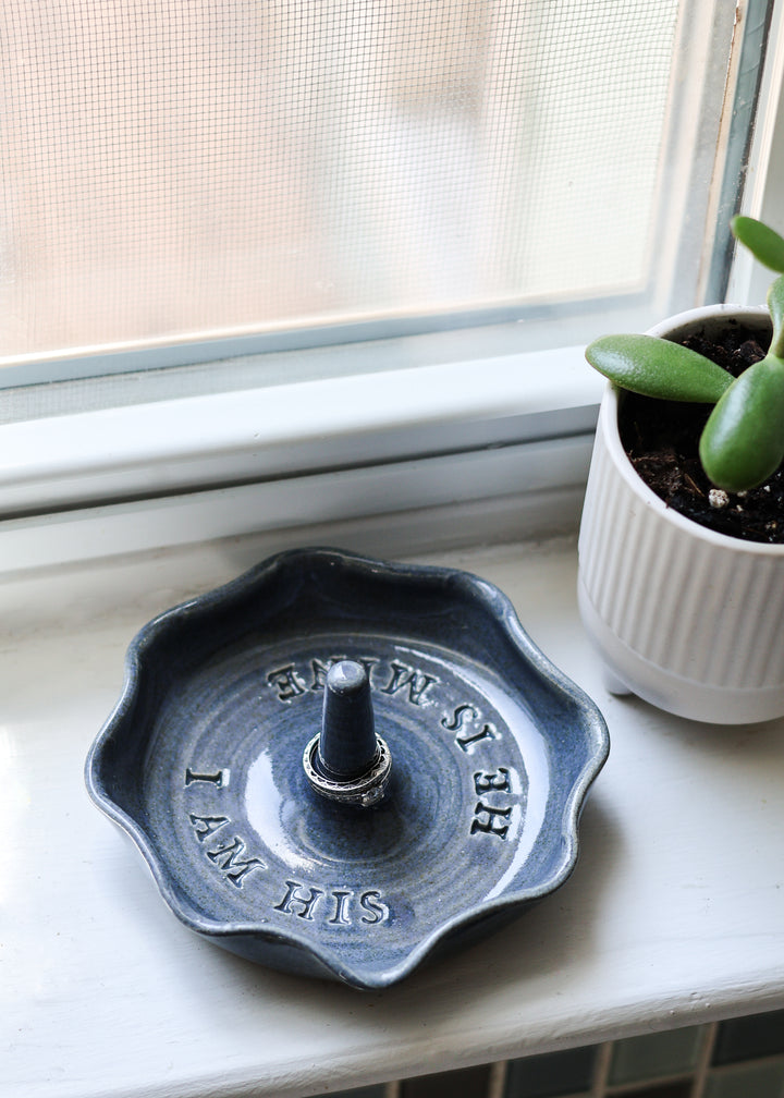 “I am His”/“He is Mine” Hand Thrown Ceramic Ring Dish