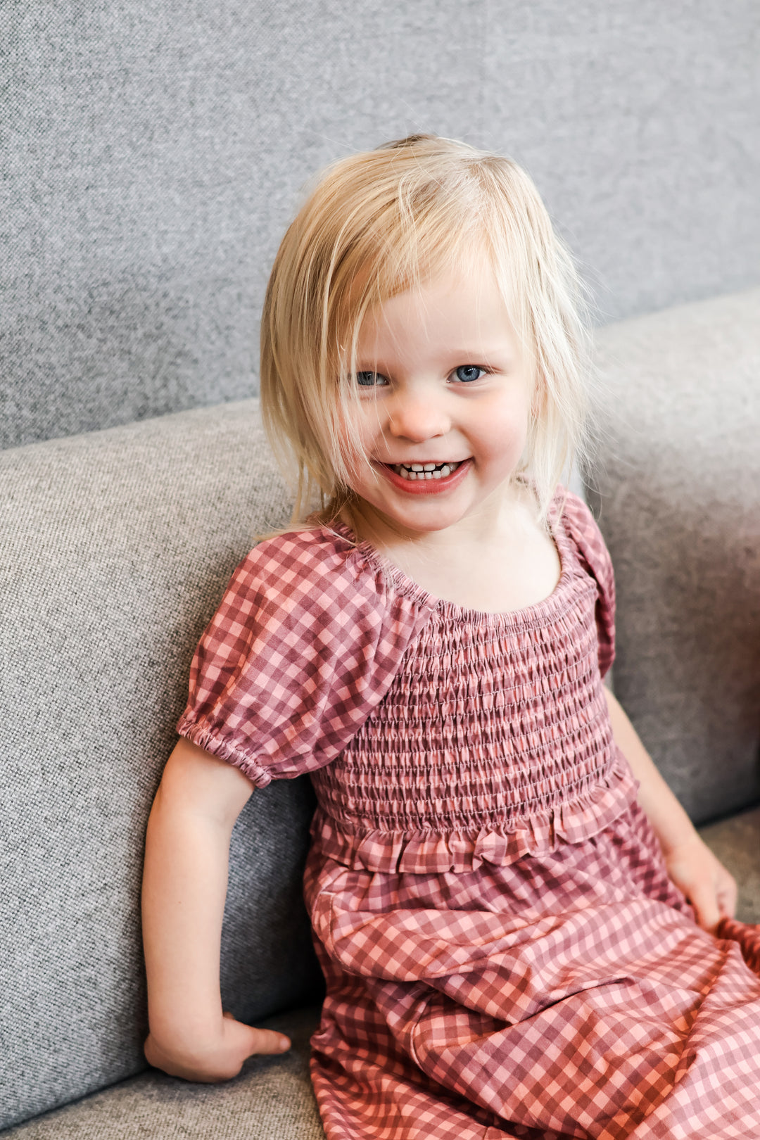 Gingham Blush—Cottage Dress Mini Me