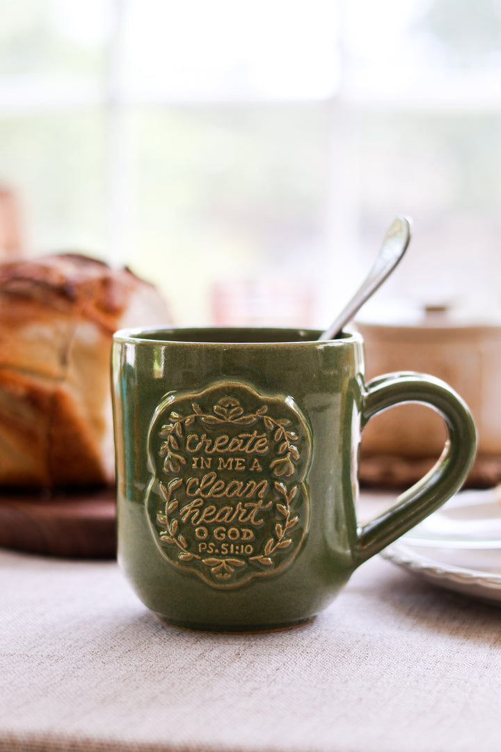 Psalm 51 Hand Thrown Ceramic Mug