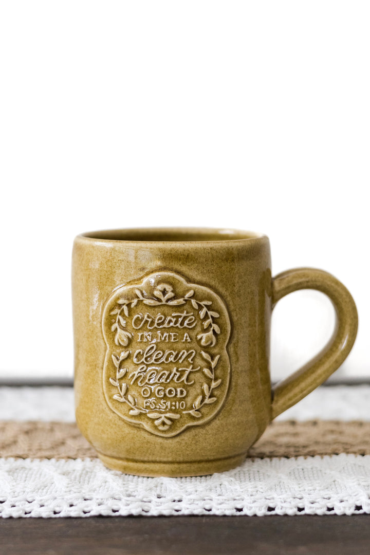 Psalm 51 Hand Thrown Ceramic Mug