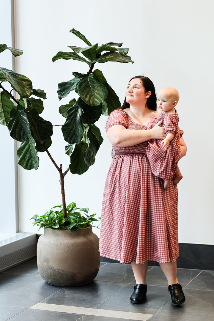 Gingham Blush—Cottage Dress