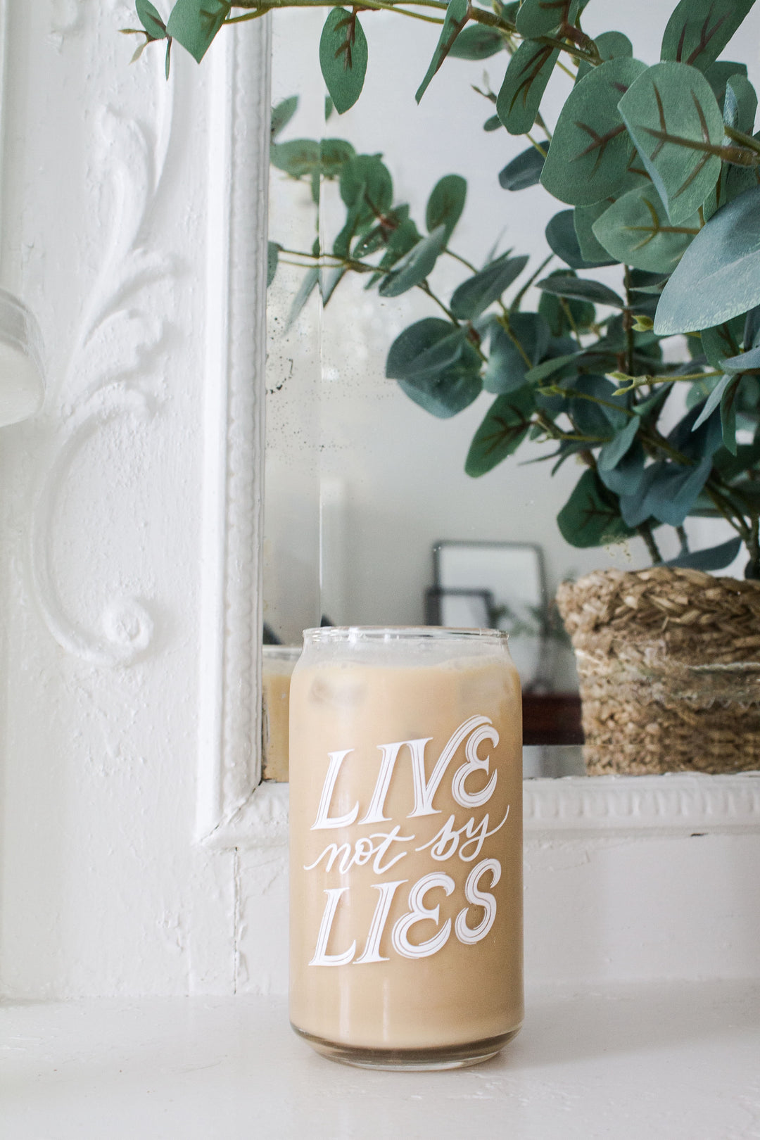 "Live Not by Lies" Glass Can