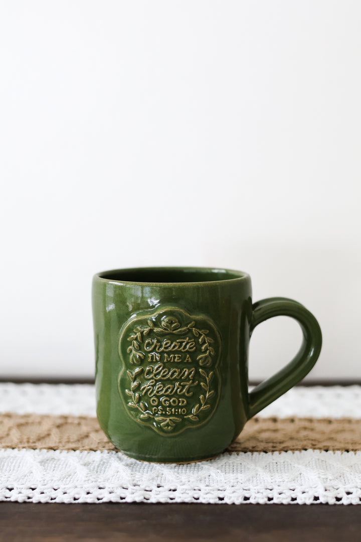 Psalm 51 Hand Thrown Ceramic Mug